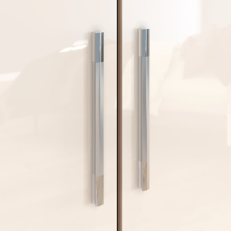 2 Door Manufactured Wood Wardrobe, Cream/Oak