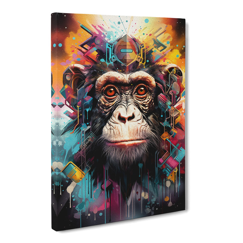 Monkey Futurism Art - Wrapped Canvas, 50cm H x 35cm W x 3cm D