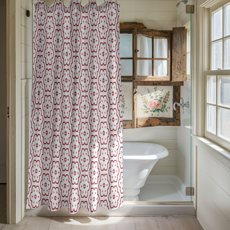 Motif rouge - Rideau de douche Premium_0216, H 74 po x l 71 po