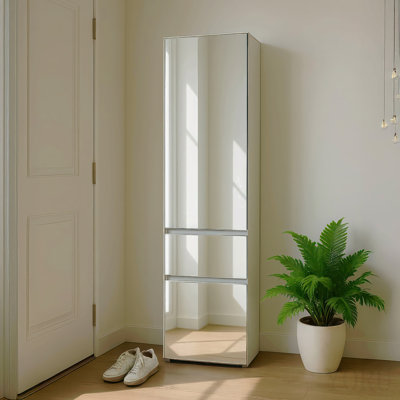Armoire-penderie mince en bois avec miroir