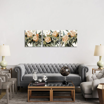 Floral Disarray Triptych - Canvas Wall Art Set - Wrapped Canvas (Set of 3)
