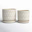 Neutral Textured Ceramic Saucer Planters Set of 2-1932373498