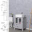 Meuble-lavabo simple autoportant avec lavabo vasque Sharee, plateau en bois manufacturé, 2 armoires latérales Sharee-379626154