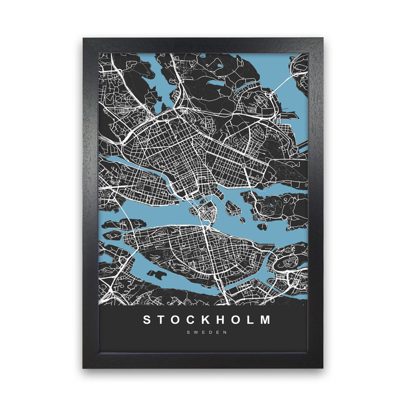 Stockholm - Print, Black Paper, 63cm H x 46cm W x 3cm D