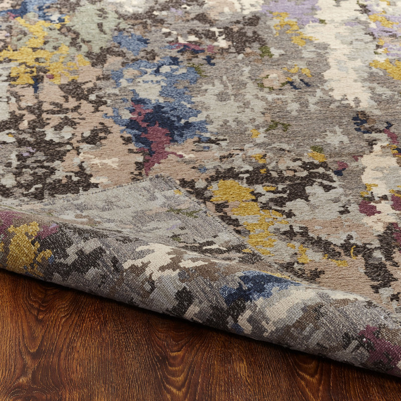 Routh Wool Abstract Area Rug in Gray, Rectangle 4' x 6'