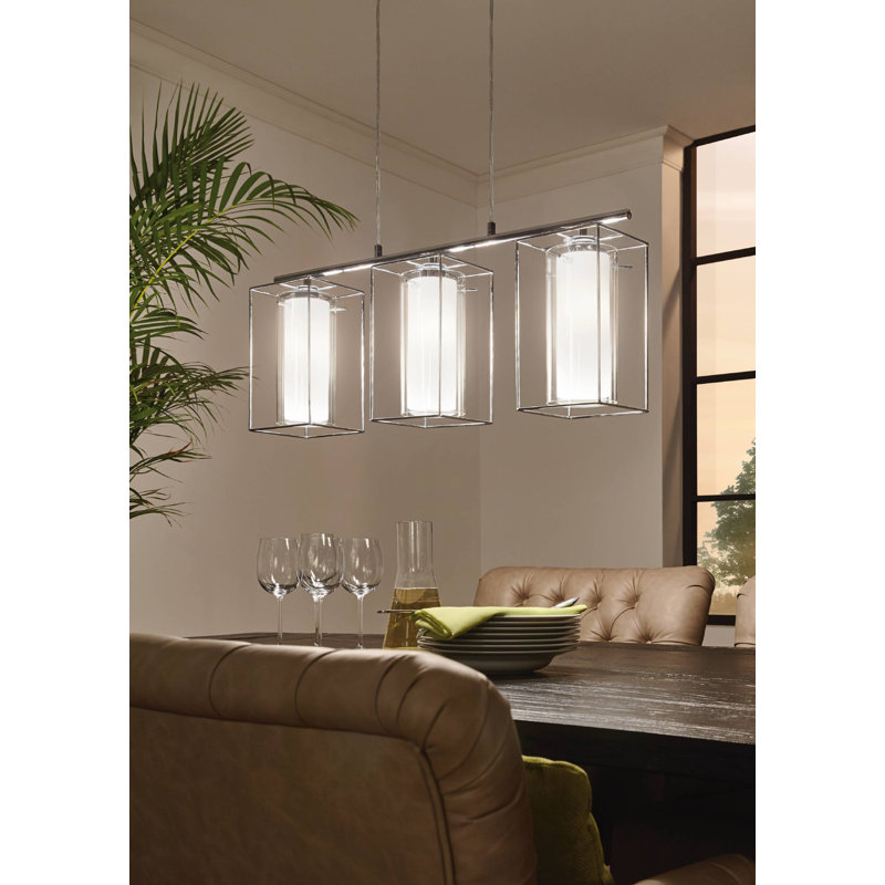 Nehemiah 3 - Light Matte Black Kitchen Island Pendant, White