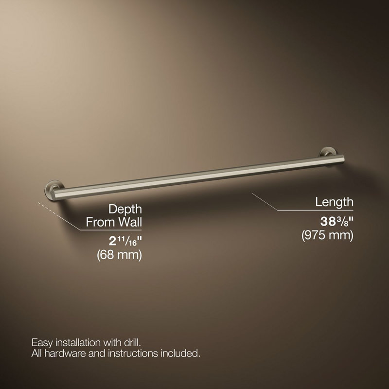 Purist Grab Bar, Brushed Stainless, 36"W