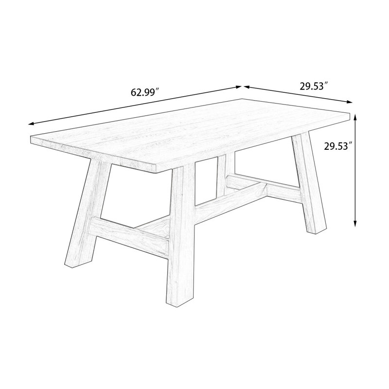 Table de salle à manger Burlywood, H 29,53 po x L 62,99 po x l 29,53 po