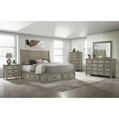 Gracie Oaks Deimy Storage 3PC Bedroom Set In Drift Grey