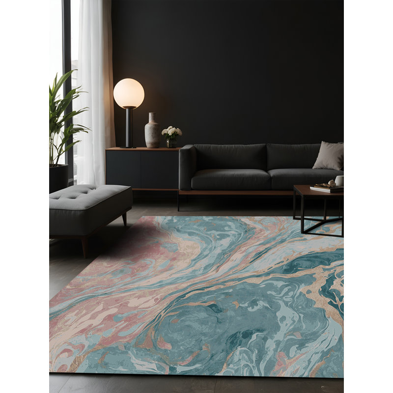 Tapis gris soyeux et moelleux, Carré 7 pi