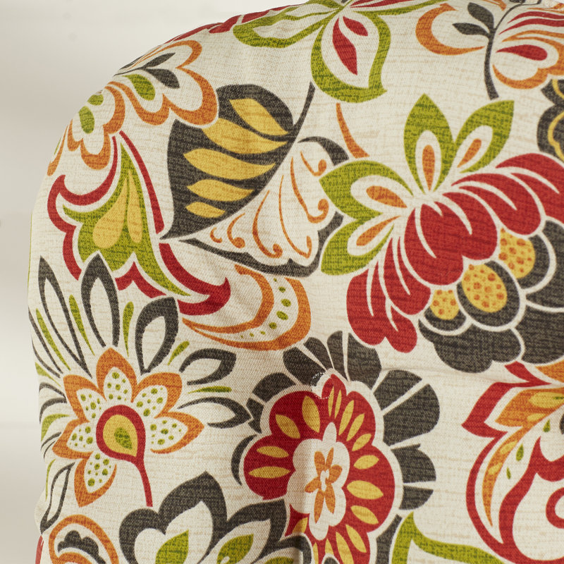 Renel Indoor/Outdoor Dining Chair Cushion, Red / Green Floral