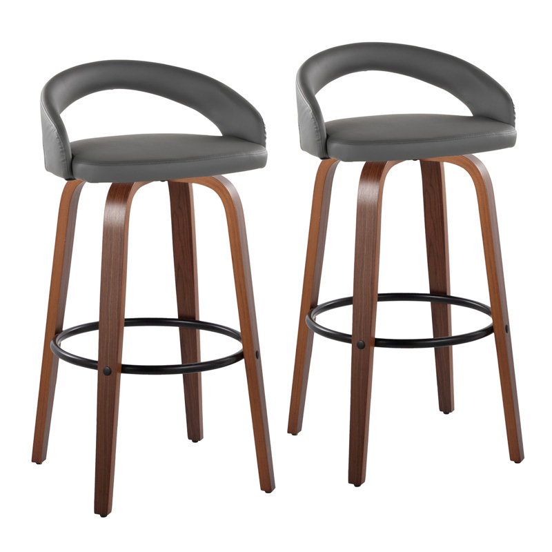 Tabouret de bar à hauteur fixe avec pivot, Gris, Naturel