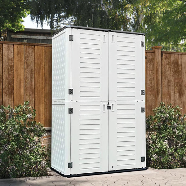 ADDOK 85 Gallon Deck Box Lockable, Resin Outdoor Storage Box