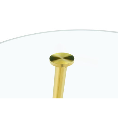 Table de bar d'une hauteur de 36 pouces, table de pub ronde en verre trempé de 34 pouces avec pieds en métal doré chromé, table de bistro moderne pour îlot de cuisine / bar / café