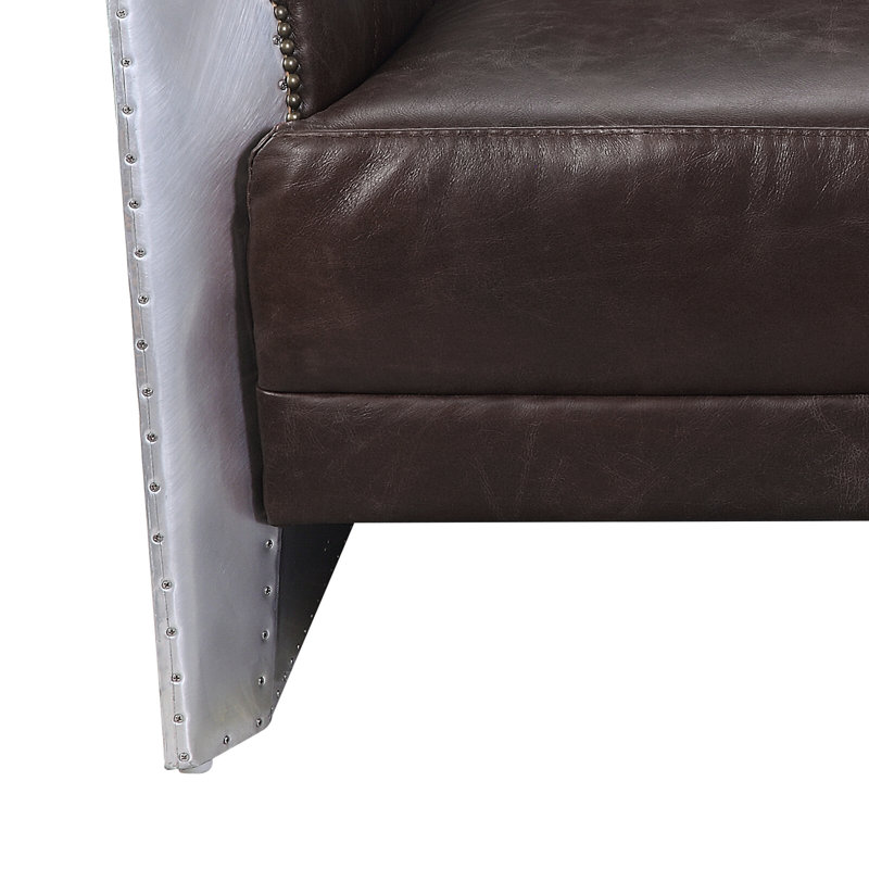 Fauteuil en cuir fleur 34,6 po