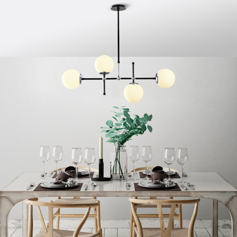 Jayapura 4 - Light Black/Chrome Sphere Pendant