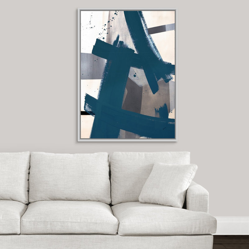 « acceptant le contrôle », peinture sur toile, H 41,7 po x l 31,7 po x P 1,75 po, Cadre flottant blanc