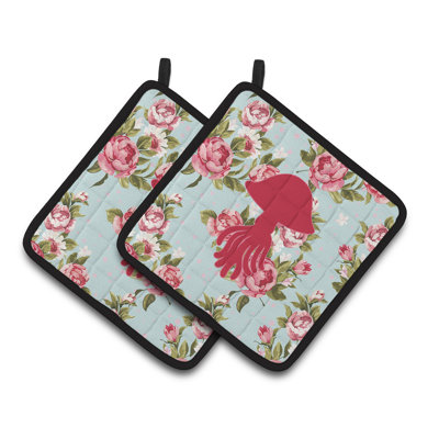 Caroline's Treasures Jellyfish Floral Polyester Potholder