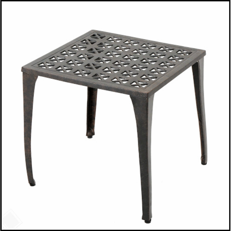 Durable and Stylish Outdoor KAI 18 Inch Side Table with Cast Aluminum Grillwork and Versatile Bronze Finish