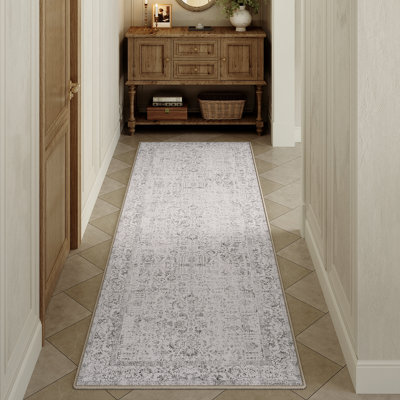 Tapis vintage lavable à la machine avec envers antidérapant Arnedo
