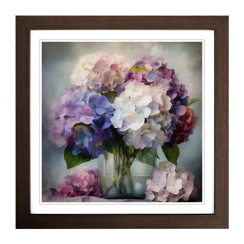 Hydrangea Floral Art No.3 - Framed Print, Walnut