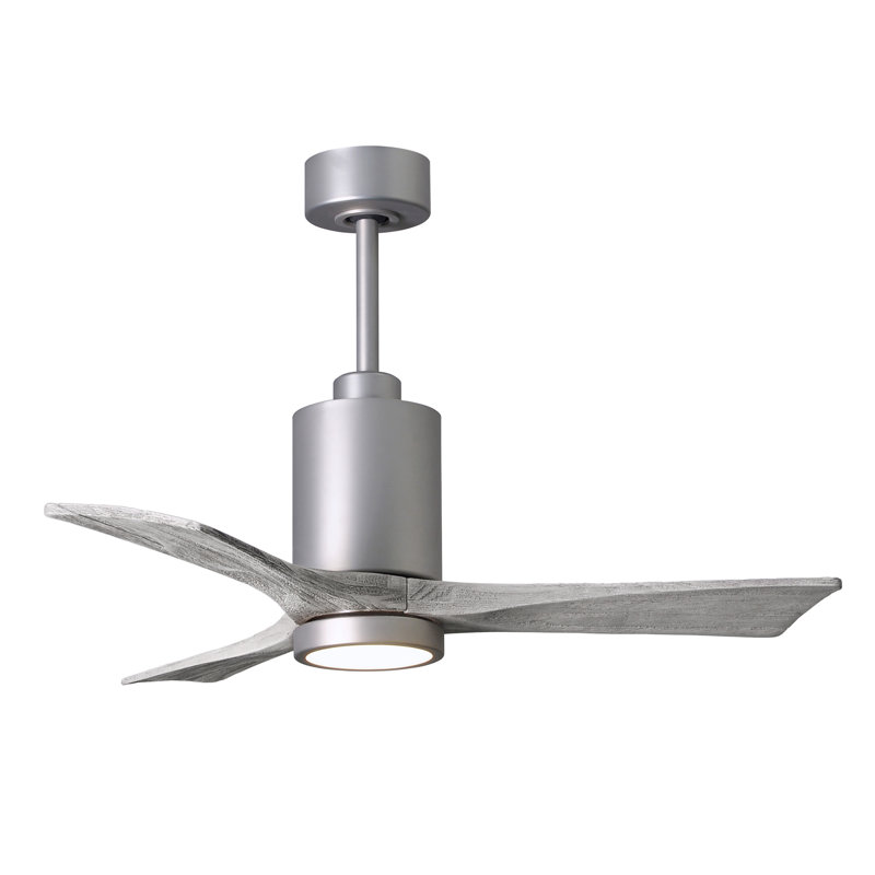 Patricia LED Downrod Ceiling Fan, Brushed Nickel, Barn Wood Tone, 42"