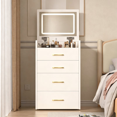 Bureau de coiffeuse 3 en 1 avec miroir à plateau ouvert et bureau en verre