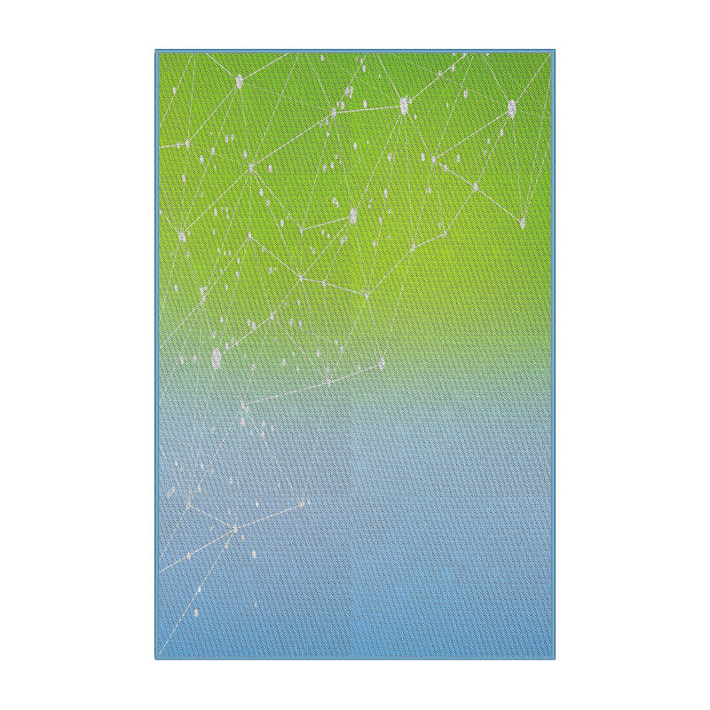 Tapis bleu/vert à motifs, Rectangle 8 pi x 10 pi