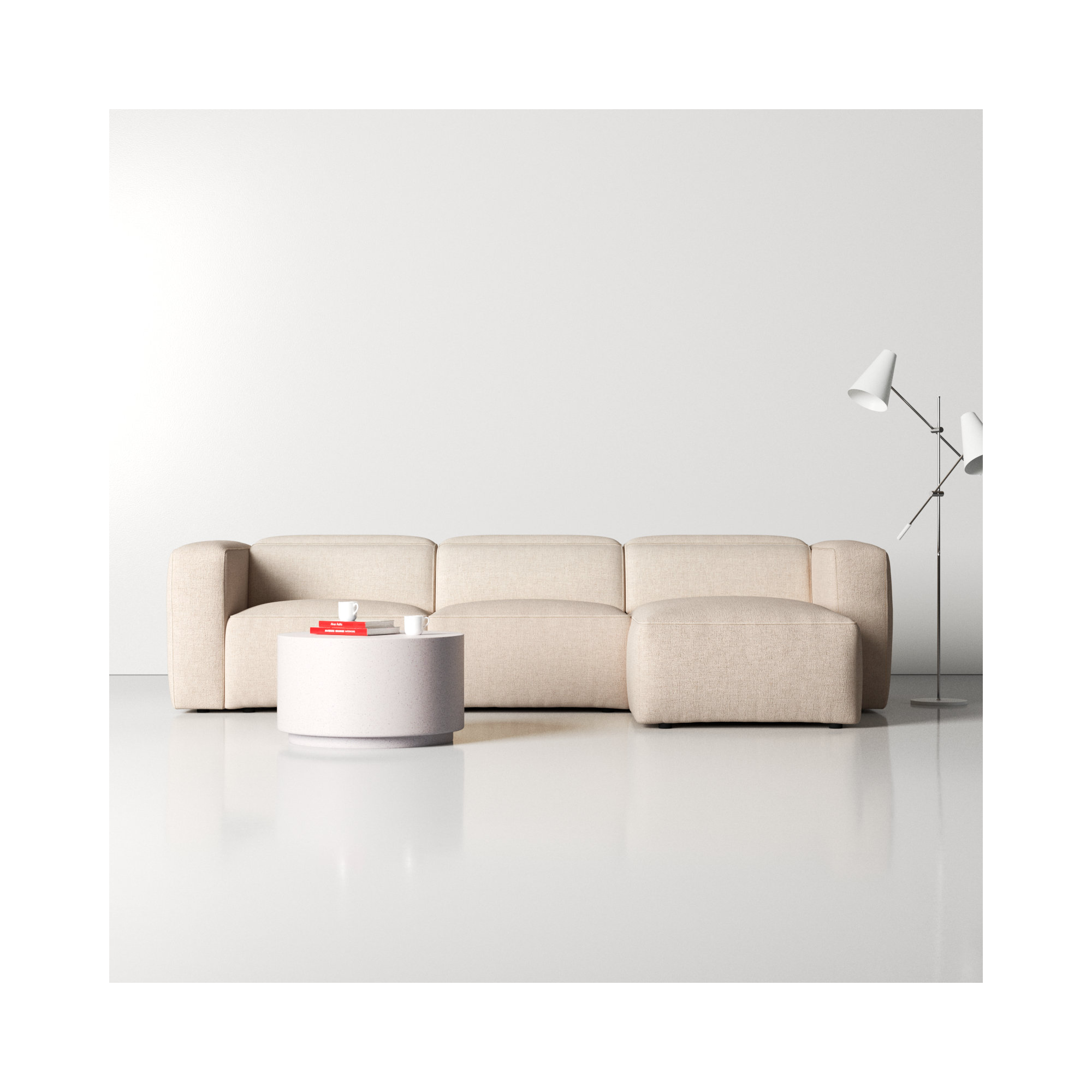 Amed 3 - Piece Upholstered Power Reclining Sectional, Right Hand Facing, Antigo Natural Polyester Blend