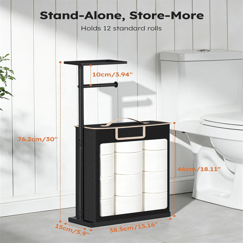 Free Standing Toilet Paper Holder, Matte Black