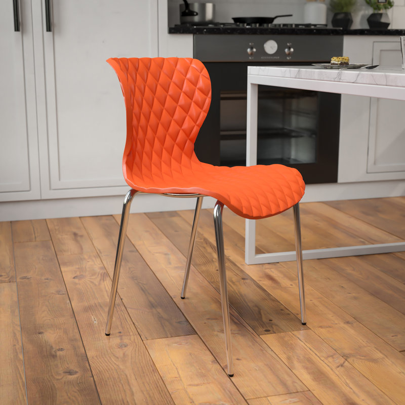 Lowell Contemporary Design Plastic Stack Chair, Orange