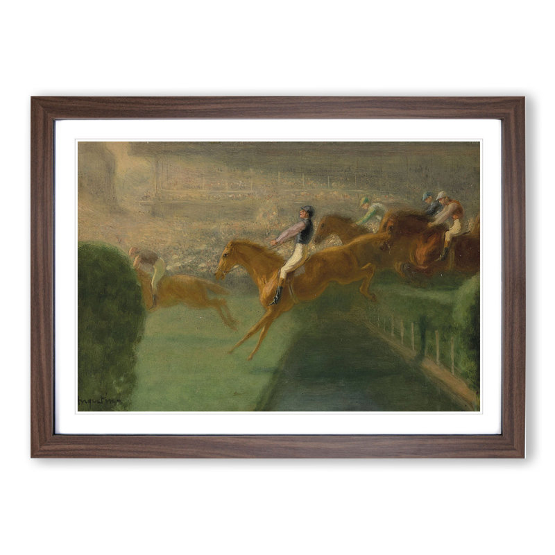 The Horse Race by Louis Anquetin - Picture Frame Painting, 27cm H x 36cm W x 2cm D, Walnut