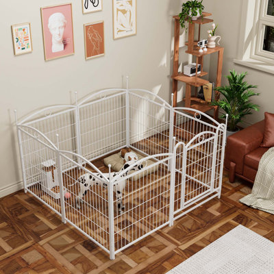 32" Dog Playpen, 8-Panel Foldable Metal Exercise Fence With Door Heavy Duty Indoor/Outdoor Pet Pen For Small To Large Dogs - Black