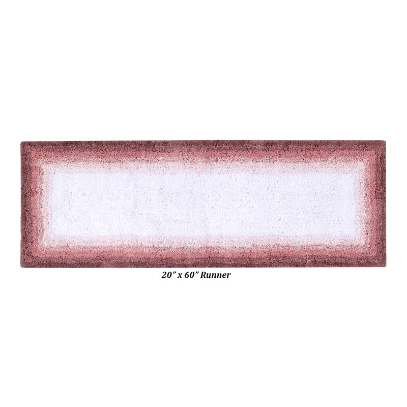 Tapis de bain touffeté 100% coton Orme avec envers antidérapant, lavable à la machine, tapis de bain ultra doux et absorbant pour la douche, la baignoire, le lavabo et le meuble-lavabo, tapis de couloir 20 po x 60 po, rose