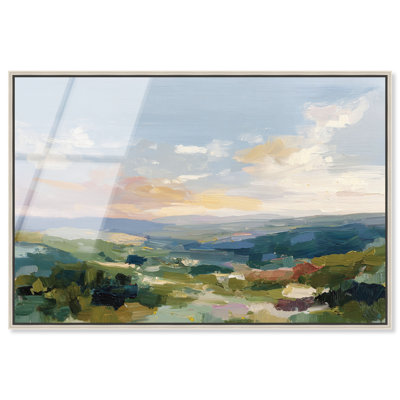 «Sunset Vista I», reproduction d'art acrylique encadrée par sauge par Art Remedy, cadre argenté, 24 x 16