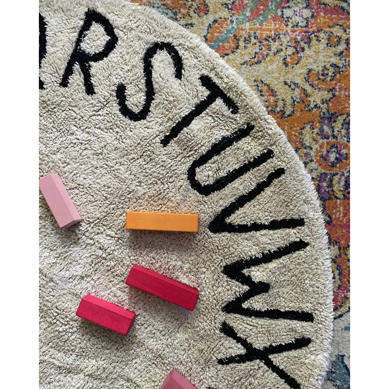 ABC Round Hand Woven Cotton Rug