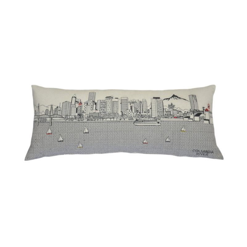 14" X 35" Cream Portland Daylight Skyline Lumbar Decorative Pillow, Cream