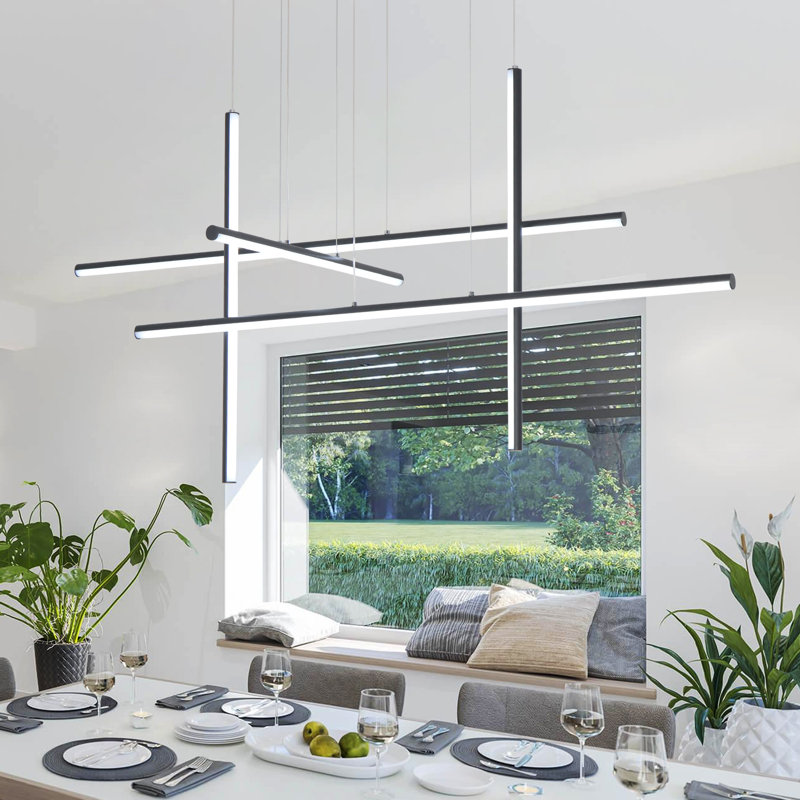 Lustre de 49 po à DEL moderne avec îlot de cuisine et éclairage de bar