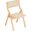 Foldable Wooden Chairs Of 2, Woven Seat And Back, Indoor Stackable For Kitchen Dining, Natural Colour, Blend With Modern Home Decor 2 - Piece Dining Room, Toned Finish, Bohemian Style