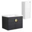 Meuble-lavabo de salle de bain avec lavabo en céramique et armoire d'appoint - Design moderne, châtaignier noir, unité de rangement spacieuse et gadget