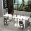 Console extensible Brigg 118,50 po, finition en marbre blanc et carton gris, console polyvalente pour salle à manger multifonctionnelle 120,13 po x 36,03 po, blanc et essentiel pour la décoration intérieure