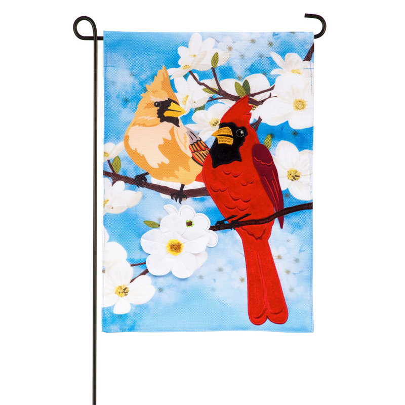 Cardinals sur la toile de jute à 2 côtés de la branche de cornouiller 18 x 13 po Drapeau de jardin