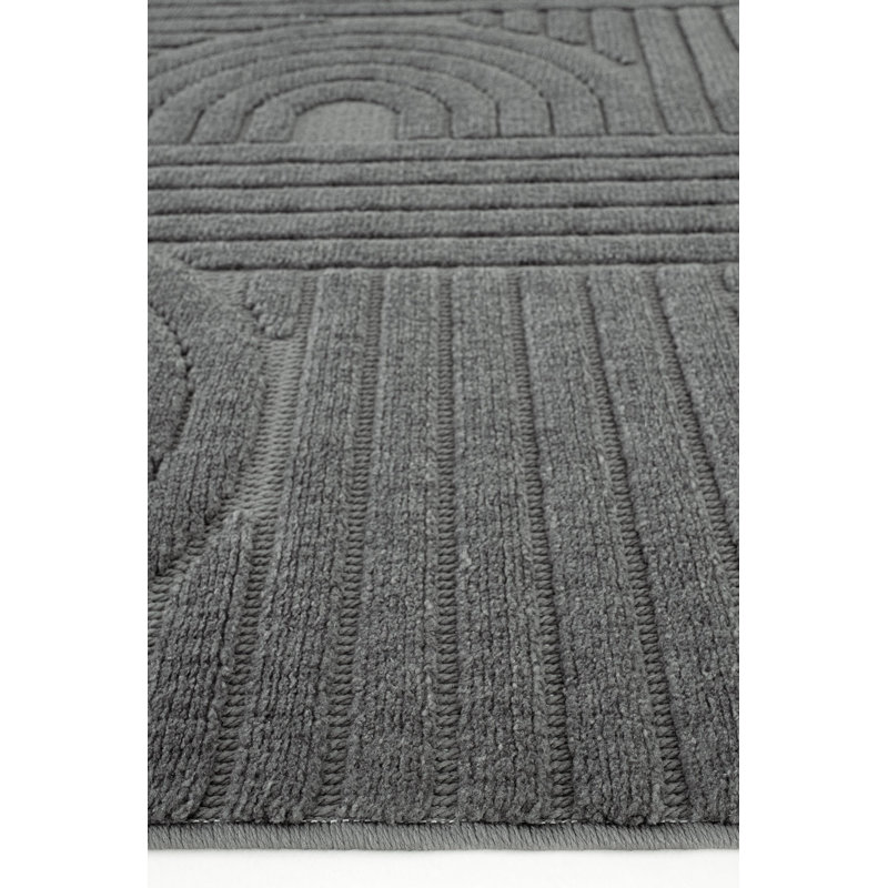 Risby Geometric Chenille Indoor / Outdoor Area Rug, Rectangle 120 x 200cm