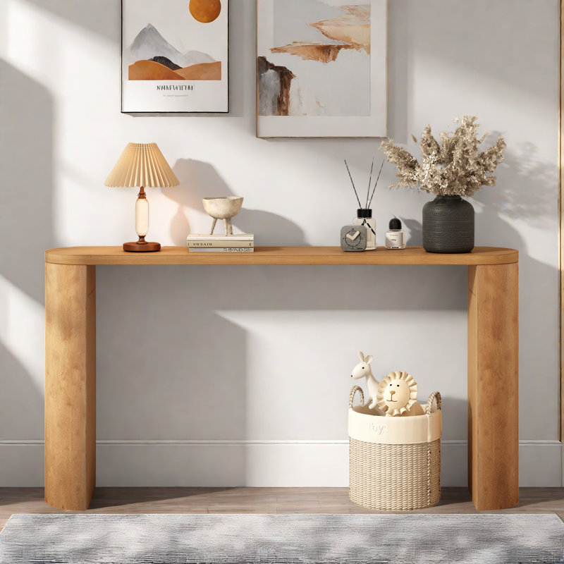 Simple Console Table With Semi-cylindrical Leg Design, Natural