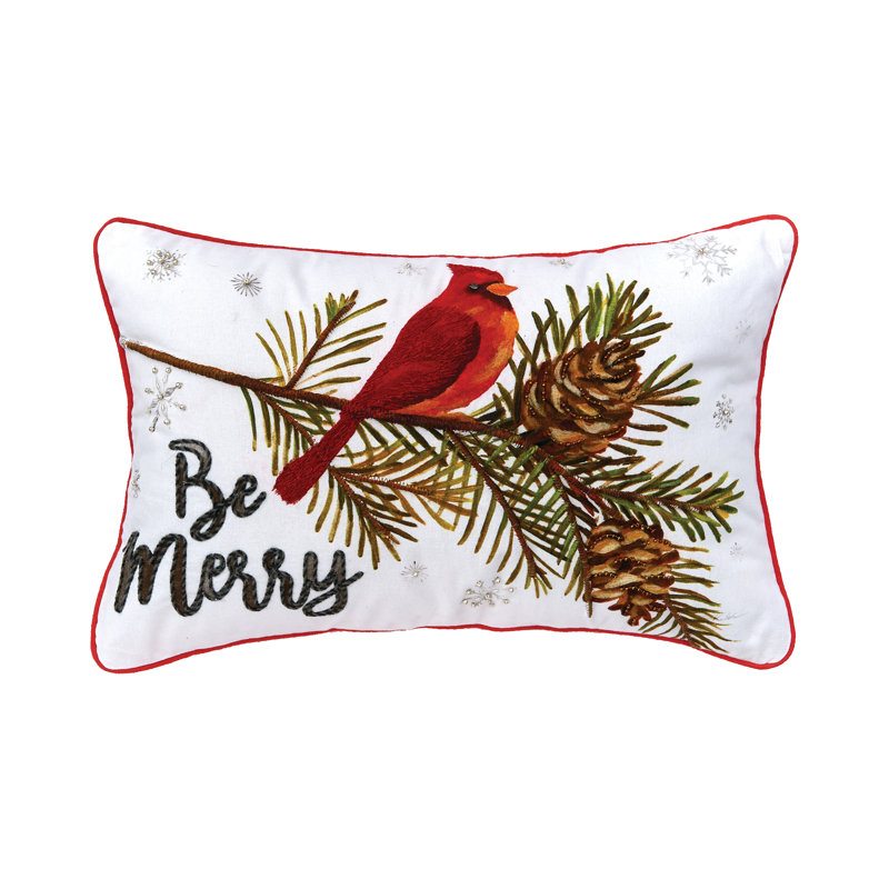  Coussin décoratif imprimé et brodé Be Merry Cardinal