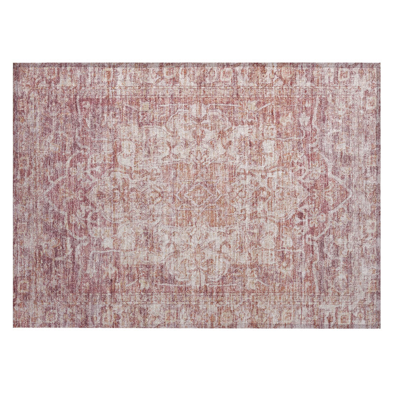 Machine Washable Indoor/Outdoor Xhevrie Paprika Rug, Rectangle 1'8" x 2'6"