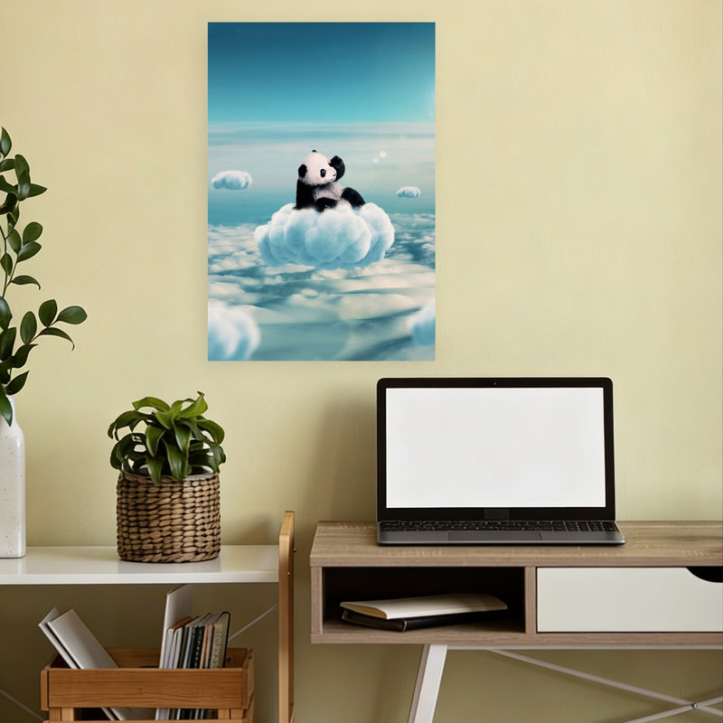 Baby Panda Cloud Dream Abstract Contemporary Wall Art Print 1 Piece Wrapped Canvas Wall Art, 45.72cm H x 30.48cm W