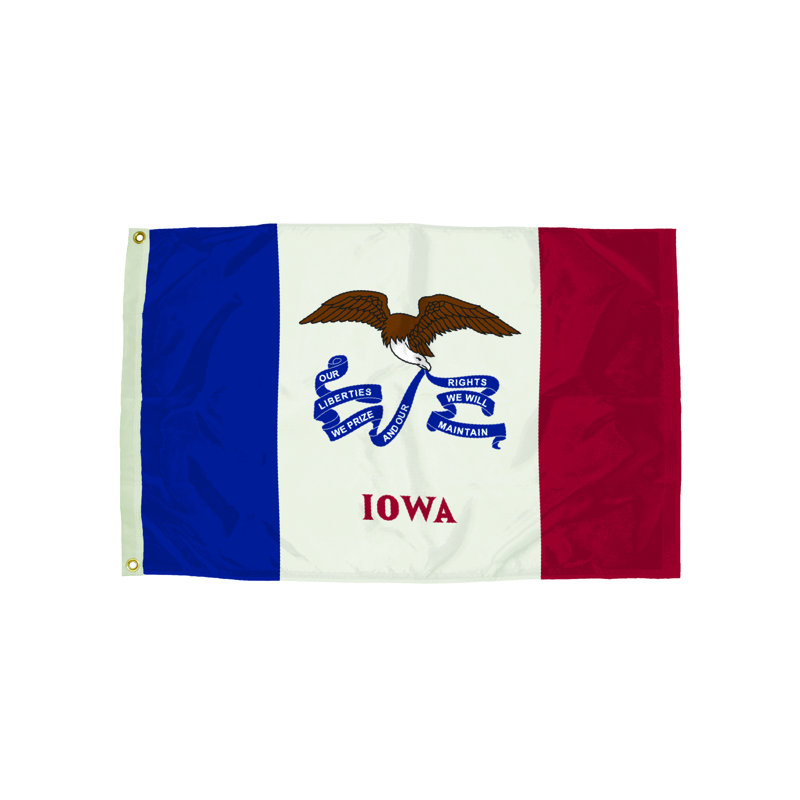 Drapeau de maison en nylon Iowa 3 x 5 pi avec en-tête et œillets
