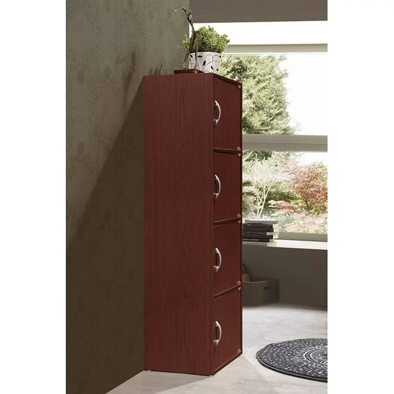Aimee-Jane Storage Bookcase, Mahogany, (4 Shelves) 47.4" H x 15.9" W x 11.8" D
