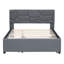 Lit plateforme tapissier avec tête de lit à motif brique et gigogne simple TG, tissu en lin-1844437745-1844437746